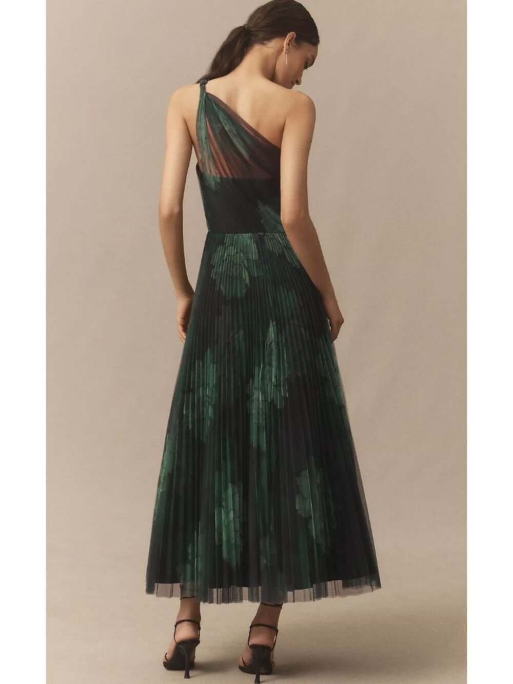 Anthropologie Hutch Phillippa One-Shoulder A-Line Maxi DressSize 10 Green - Picture 3 of 8